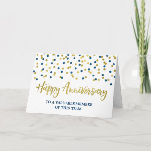 Gold Blue Confetti Anniversary Card Karte