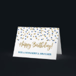 Gold Blue Confetti Brother Birthday Card Karte<br><div class="desc">Birthday card for brother with gold and blue modern glitter confetti pattern. Please note glitter effect is photographic effect only.</div>