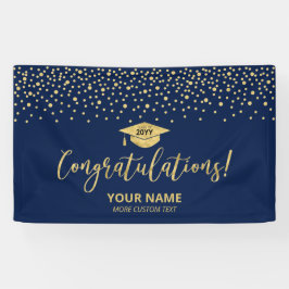Gold & Blue Confetti Gratulation Abschluss Banner