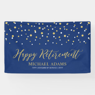 Gold & Blue Confetti   Happy Retirement Party Bann Banner