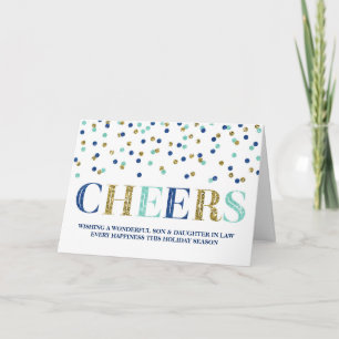 Gold Blue Confetti Weihnachten Sohn & Tochter in L