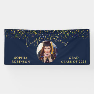 Gold Blue Custom Foto Graduation Party Banner