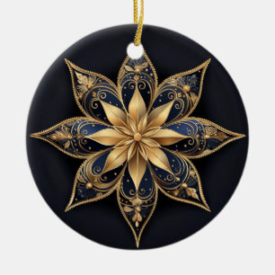 Gold Blue Decorative Blume Ornament