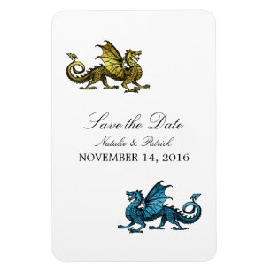 Gold Blue Dragon speichert das Datum Magnet