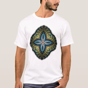Gold Blue Fraktal Cross Shirt