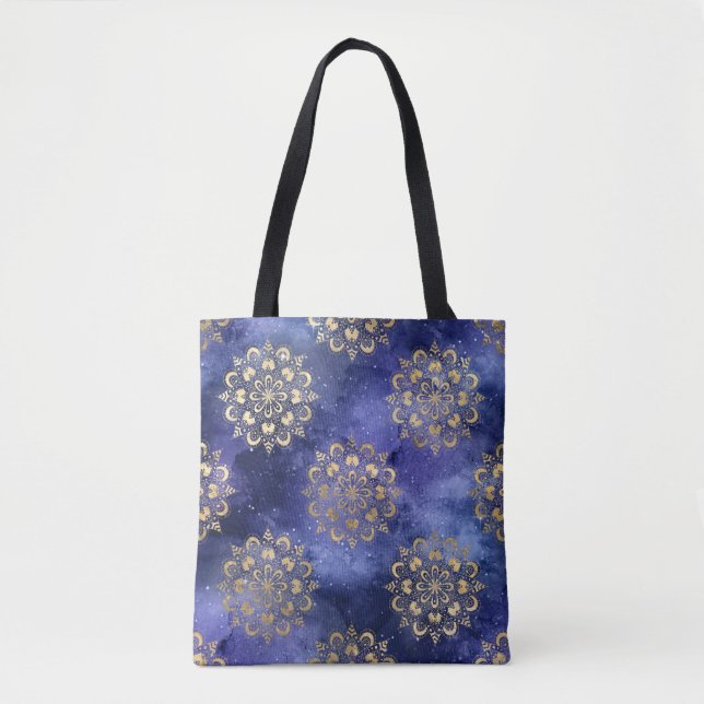 Gold & Blue Galaxy Dharma Mandala Muster (Vorderseite)