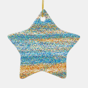 Gold Blue Glitzer Abstrakt Keramik Ornament
