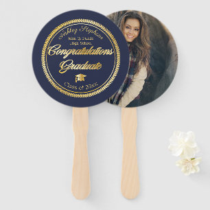Gold Blue Grad Cap Abschluss Foto Class 2019 Fächer
