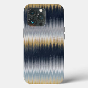 Gold Blue Gray Ikat Zigzag Geometrisches Muster Case-Mate iPhone Hülle