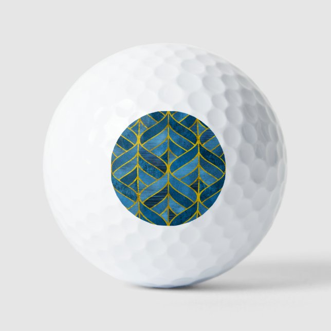 Gold Blue Grunge Muster Golfball (Vorderseite)