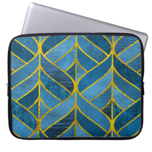 Gold Blue Grunge Muster Laptopschutzhülle