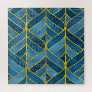 Gold Blue Grunge Muster Puzzle