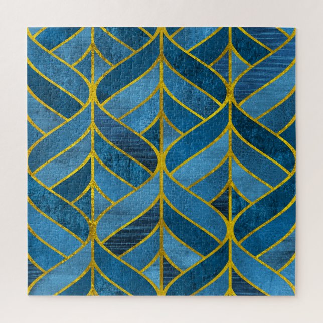 Gold Blue Grunge Muster Puzzle (Vertikal)