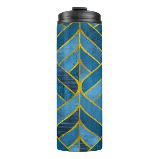 Gold Blue Grunge Muster Thermosbecher