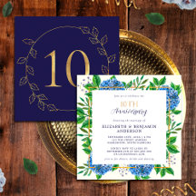 Gold Blue Hydrangea 10. Hochzeitstag