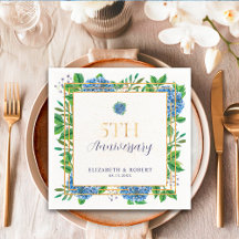 Gold Blue Hydrangea 5. Hochzeitstag