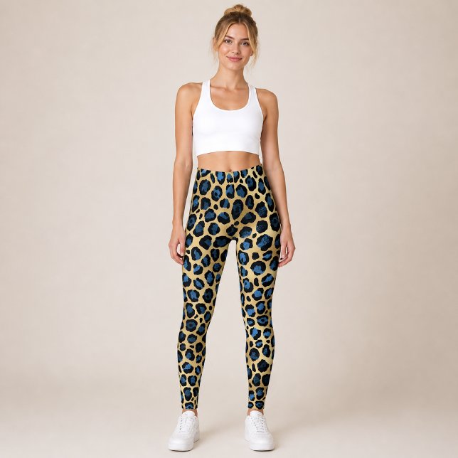 Gold Blue Leopard Leggings (Von Creator hochgeladen)