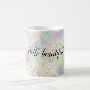 Gold Blue Lila Minze Gefärbte Krawatte Leopard     Kaffeetasse