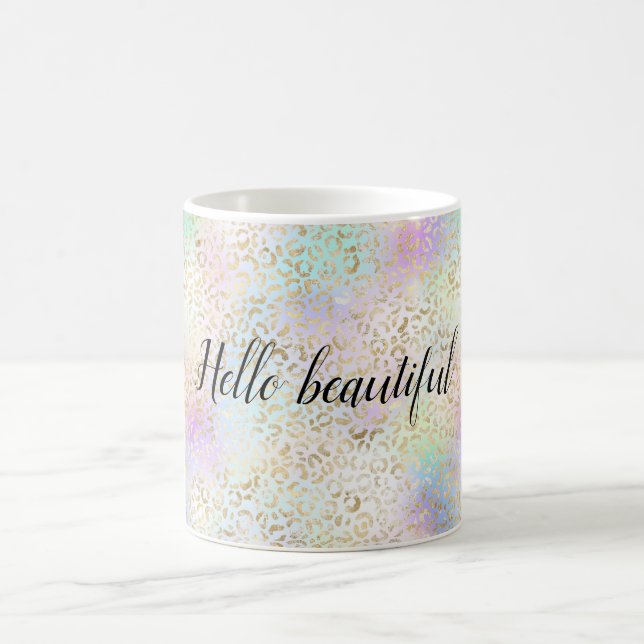 Gold Blue Lila Minze Gefärbte Krawatte Leopard     Kaffeetasse (Mittel)