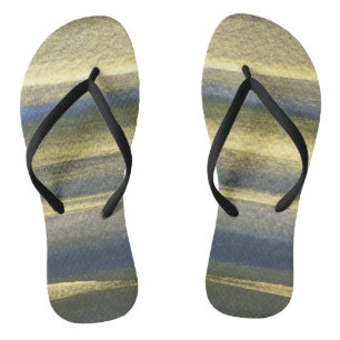 Gold Blue Line Custom Adult, Slim Rips Flip Flops