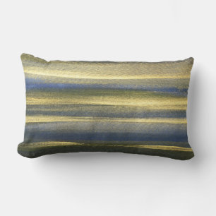 Gold Blue Lines Lumbar Pillow 33 cm x 53 cm Lendenkissen