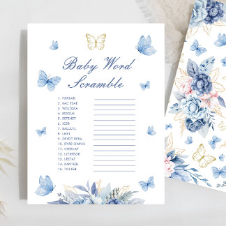 Gold Blue Little Butterfly Baby Word Scramble Game
