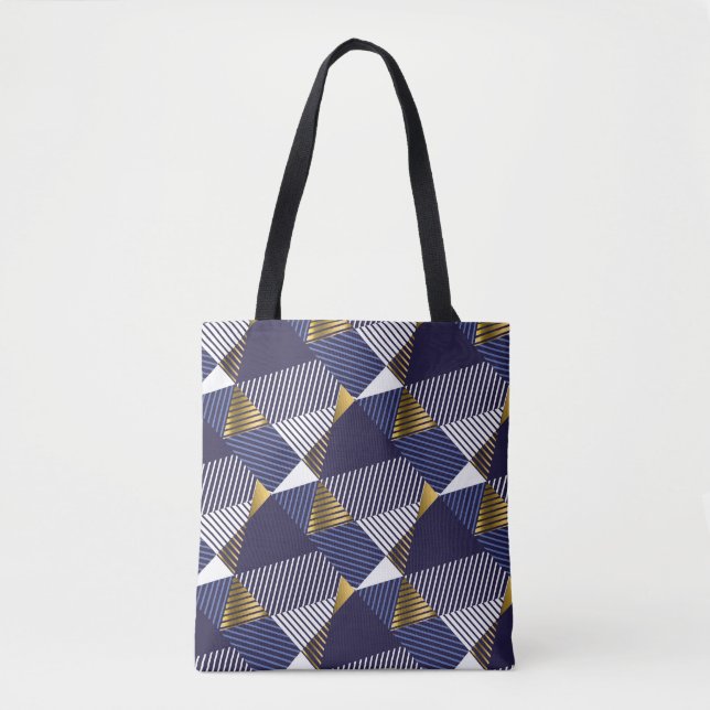 Gold Blue Luxe: Geometrisches nahtloses Muster (Vorderseite)