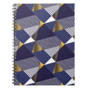Gold Blue Luxe: Geometrisches nahtloses Muster Notizblock