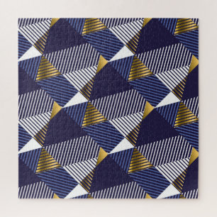 Gold Blue Luxe: Geometrisches nahtloses Muster Puzzle