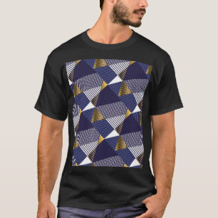 Gold Blue Luxe: Geometrisches nahtloses Muster T-Shirt
