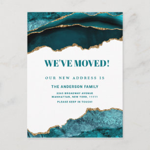 Gold Blue Marble Neue Ankündigung zur Adressenvers Postkarte