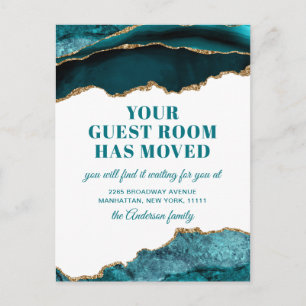 Gold Blue Marble Neue Ankündigung zur Adressenvers Postkarte