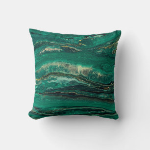 Gold Blue Marbling: Fluid Art Kissen
