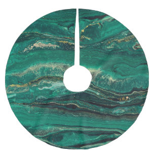 Gold Blue Marbling: Fluid Art Polyester Weihnachtsbaumdecke