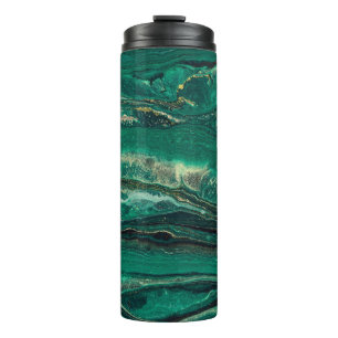 Gold Blue Marbling: Fluid Art Thermosbecher