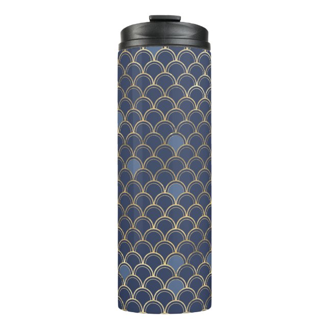 Gold & Blue Mermaid Thermosbecher (Vorderseite)