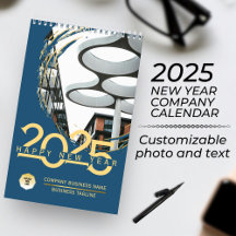 Gold & Blue New Year Customizing Business Calendar