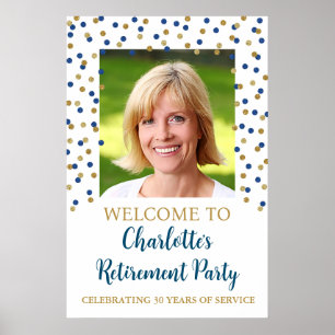 Gold Blue Retirement Party Custom 20x30 Foto Poster