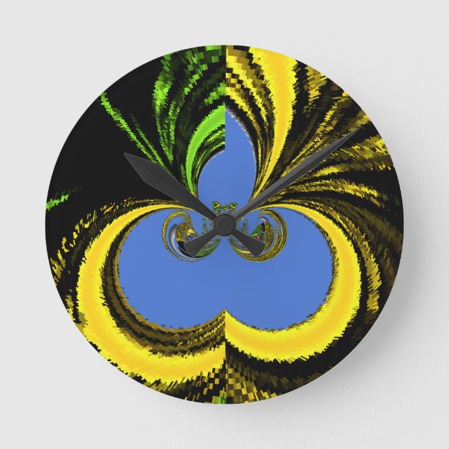 Gold Blue Runde Wanduhr (Vorderseite)