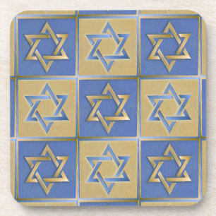Gold Blue Star of David Art Panels Untersetzer