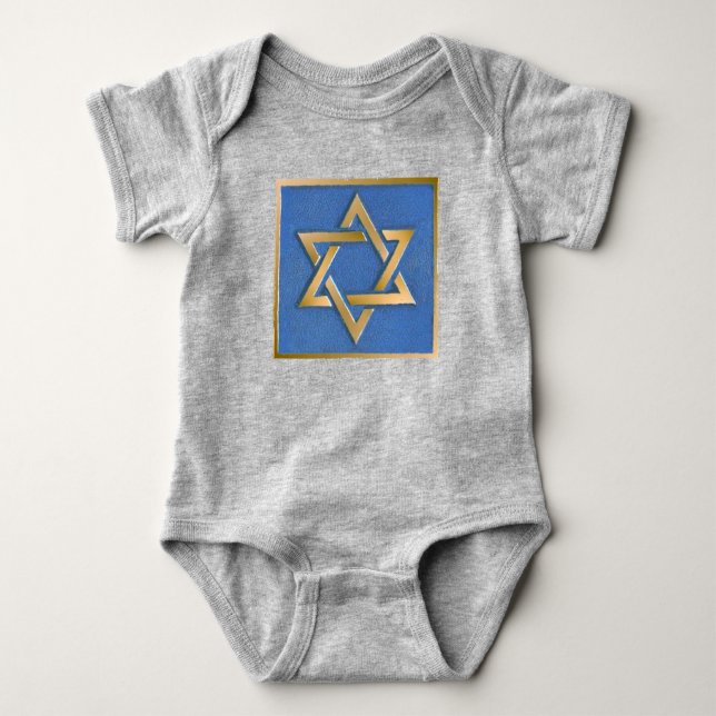 Gold Blue Star von David Art Panel Baby Bodysuit Baby Strampler (Vorderseite)