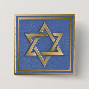 Gold Blue Star von David Art Panel Button