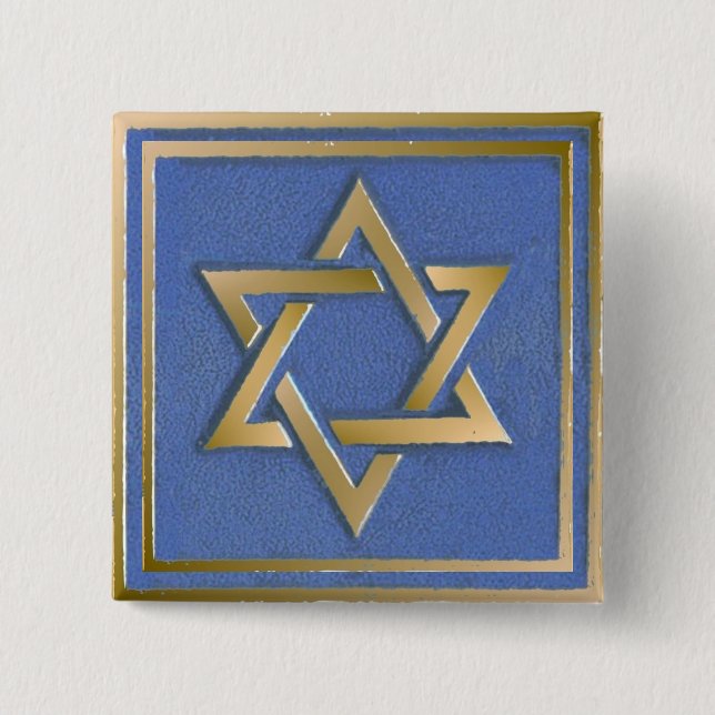 Gold Blue Star von David Art Panel Button (Vorderseite)