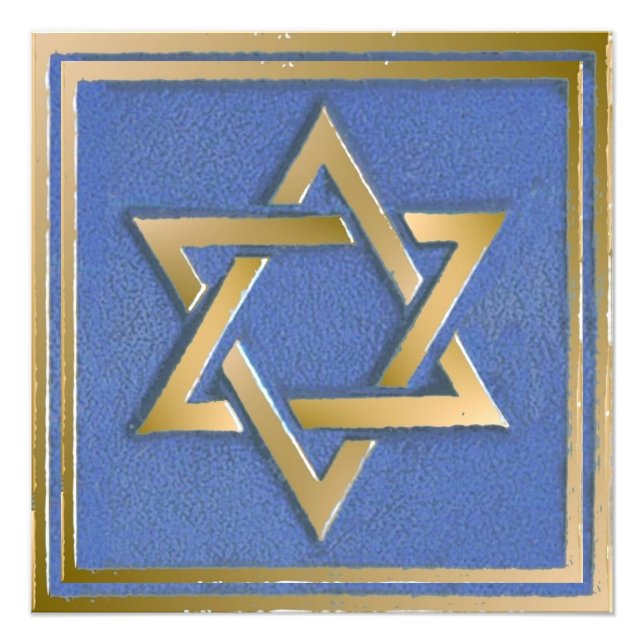Gold Blue Star von David Art Panel Fotodruck (Vorne)