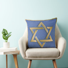 Gold Blue Star von David Art Panel Kissen