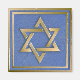 Gold Blue Star von David Art Panel Magnet