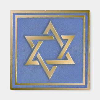 Gold Blue Star von David Art Panel Magnet