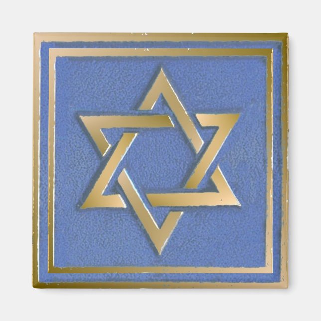 Gold Blue Star von David Art Panel Magnet (Vorne)