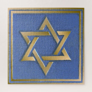 Gold Blue Star von David Art Panel Puzzle