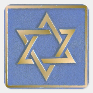Gold Blue Star von David Art Panel Quadratischer Aufkleber